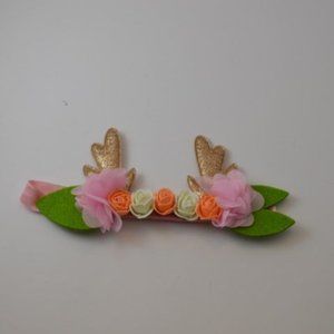 Baby Girl Floral Antler Headband